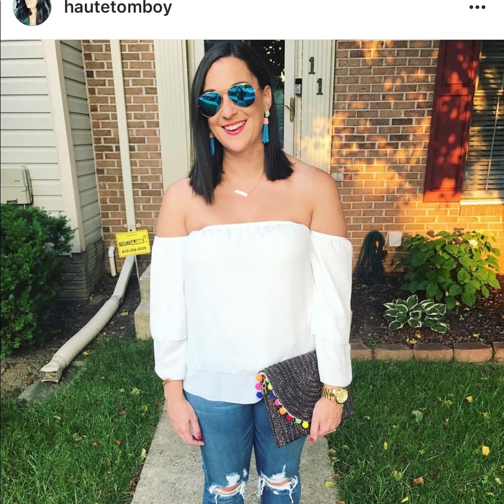 White off the shoulder top. Large